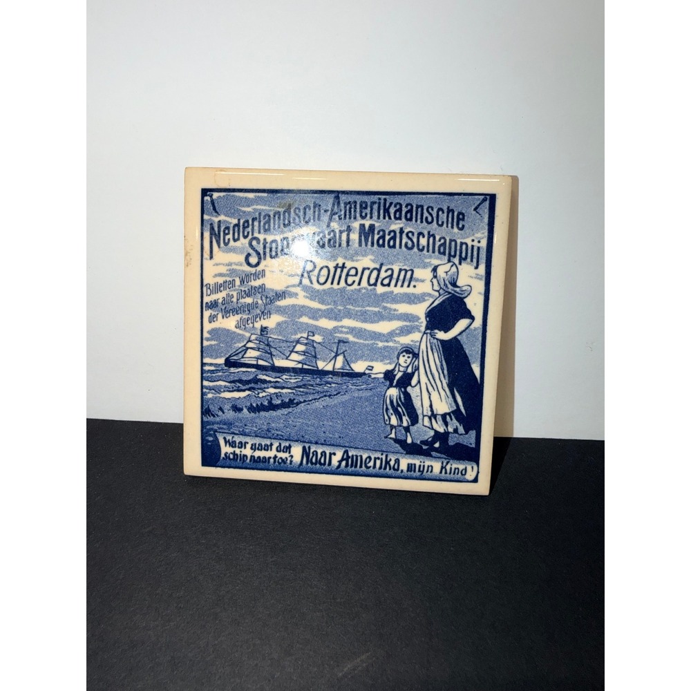 Holland America Line‎ NASM Rotterdam America Dutch Ceramic Coaster Tile